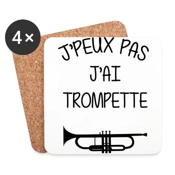 Trompette / Trompettiste / Instrument de Musique - Dessous de verre (lot de 4) - blanc - Devant