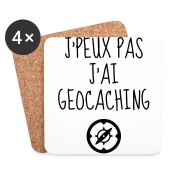 Geocaching / Geocacher / Kompass / Wald - Untersetzer (4er-Set) - Weiß - Vorne