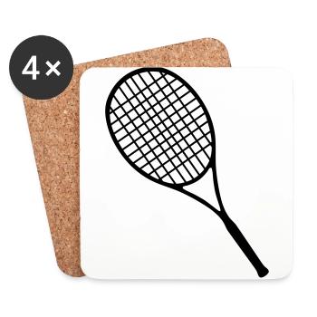 Tennis, Tennis racket (super cheap) - Coasters (set of 4) - white - Front