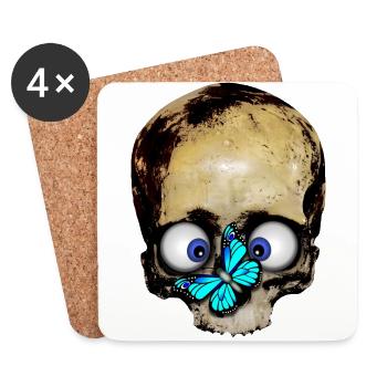 Totenkopf blauer Schmetterling / skull butterfly - Untersetzer (4er-Set) - Weiß - Vorne