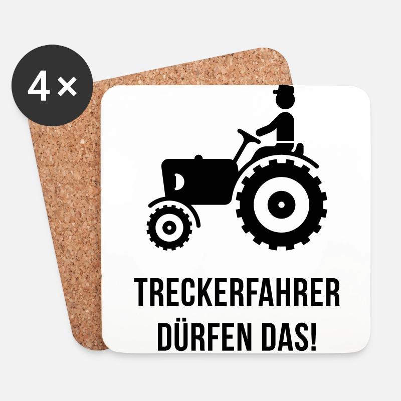 Treckerfahrer Dürfen Das! (Trecker / Traktor, V3) - Untersetzer (4er-Set) - Weiß