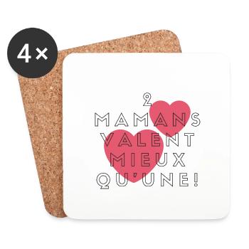 2 Mamans Valent Mieux Qu'Une - Dessous de verre (lot de 4) - blanc - Devant