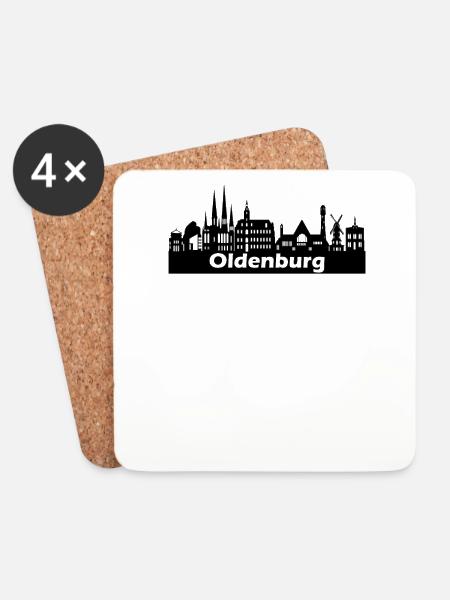 Oldenburg + Skyline - Untersetzer (4er-Set) - Weiß
