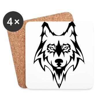 Wolf - Untersetzer (4er-Set) - Weiß - Vorne