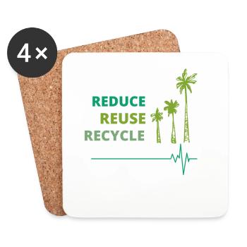 Environmentally friendly: Reduce, Reuse, Recycle. - Coasters (set of 4) - white - Front