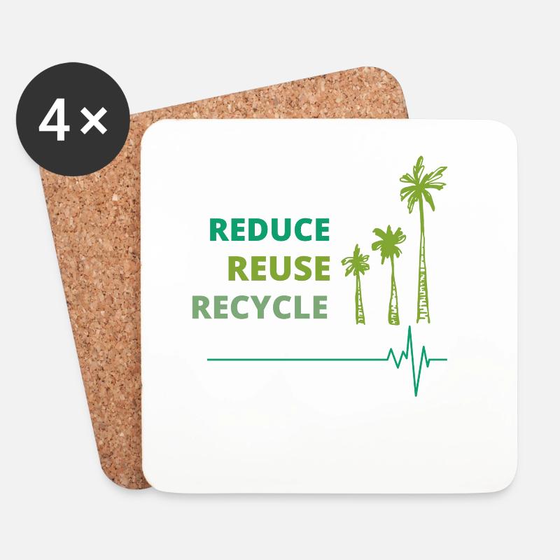 Environmentally friendly: Reduce, Reuse, Recycle. - Coasters (set of 4) - white