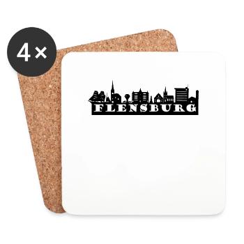 Flensburg + Skyline - Untersetzer (4er-Set) - Weiß - Vorne