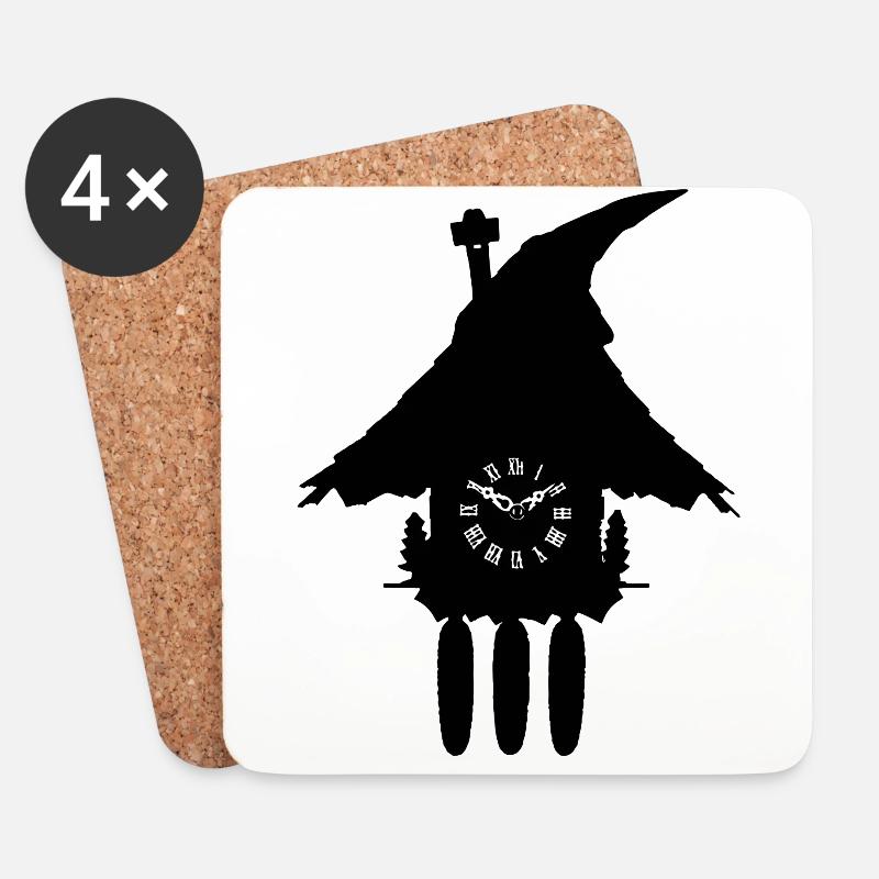 Kuckucksuhr Schwarzwald | Black Forest Cuckoo Clo - Untersetzer (4er-Set) - Weiß