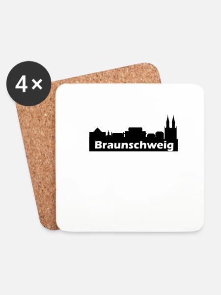 Braunschweig + Skyline - Untersetzer (4er-Set) - Weiß
