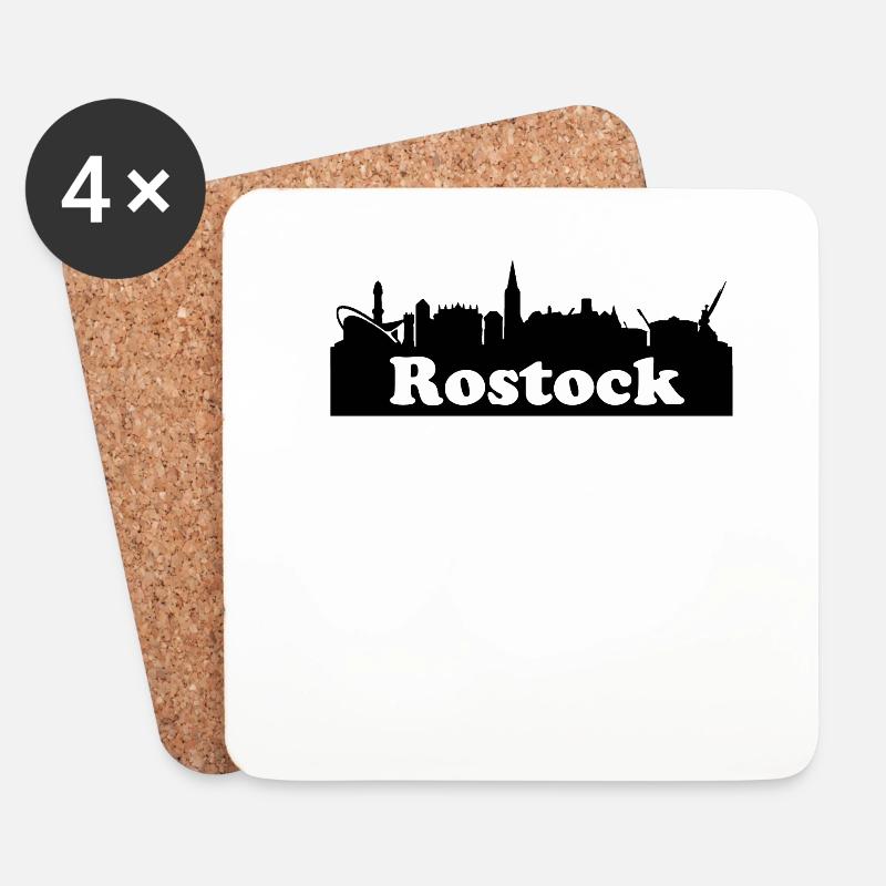 Rostock + Skyline - Untersetzer (4er-Set) - Weiß