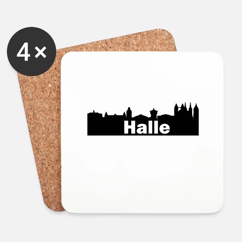 Halle + Skyline - Untersetzer (4er-Set) - Weiß