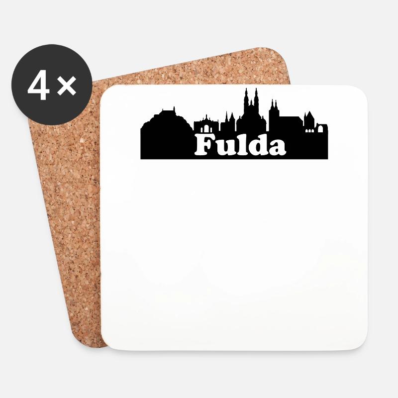 Fulda + Skyline - Untersetzer (4er-Set) - Weiß