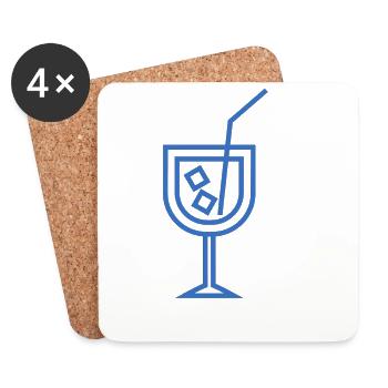 Drink Glas Getränk Eis Strohhalm - Untersetzer (4er-Set) - Weiß - Vorne