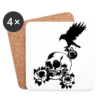 Totenkopf - Untersetzer (4er-Set) - Weiß - Vorne