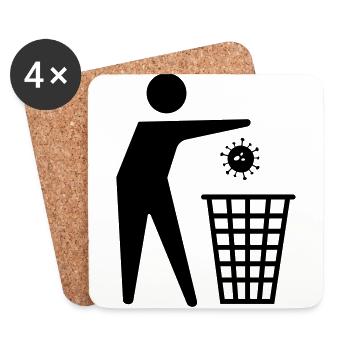 Le virus peut maintenant disparaître - Dessous de verre (lot de 4) - blanc - Devant