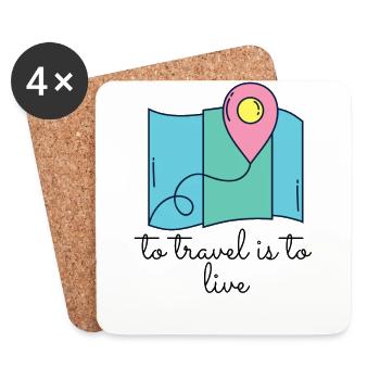 Voyage est la vie - Travel Fernweh Map T-shirt - Dessous de verre (lot de 4) - blanc - Devant