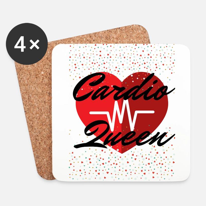 Cardio Queen - Untersetzer (4er-Set) - Weiß