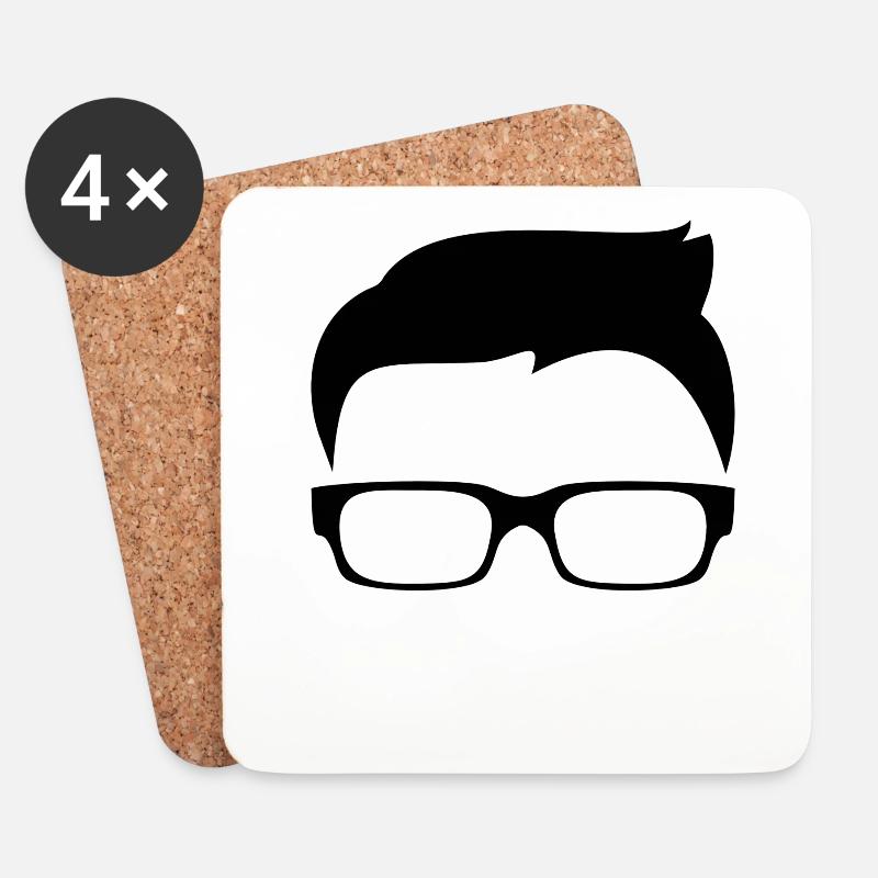 Mann Kopf Brille Superhirn Geschenkidee - Untersetzer (4er-Set) - Weiß