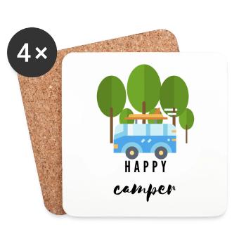 happy camper - road trip - - Dessous de verre (lot de 4) - blanc - Devant