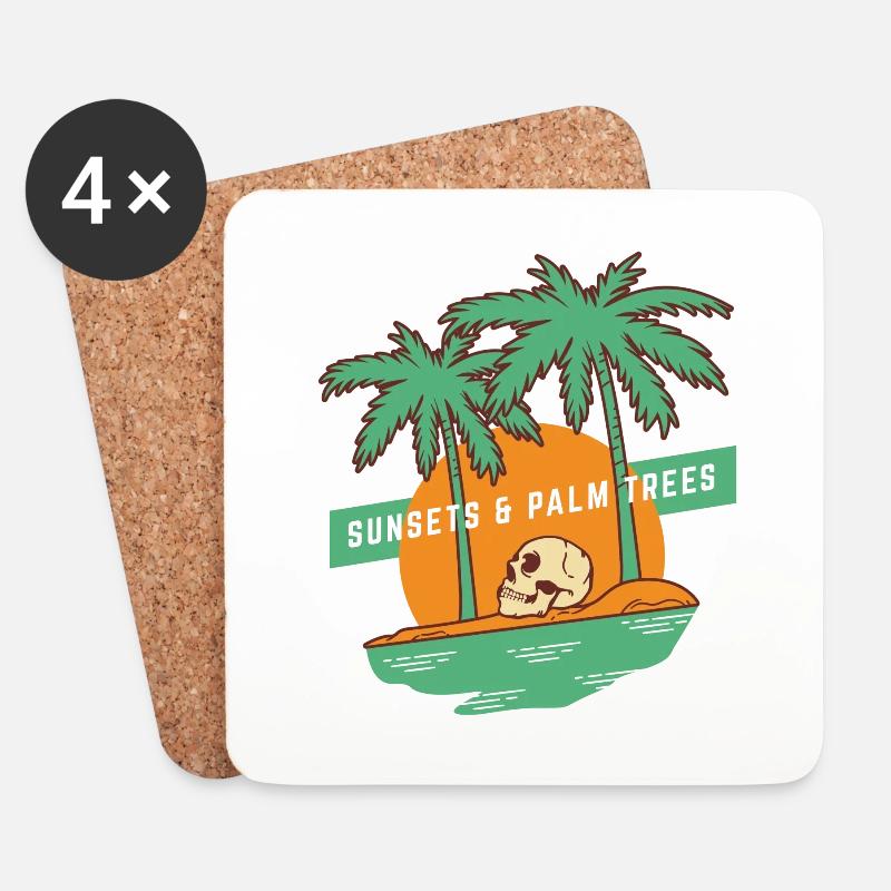 Sunsets & Palm trees - Untersetzer (4er-Set) - Weiß
