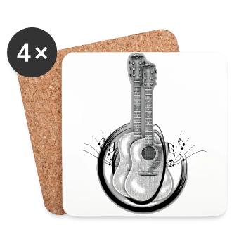 Gitarren - Liebe zur Musik - Untersetzer (4er-Set) - Weiß - Vorne