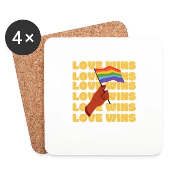 Love wins gay pride - Dessous de verre (lot de 4) - blanc - Devant