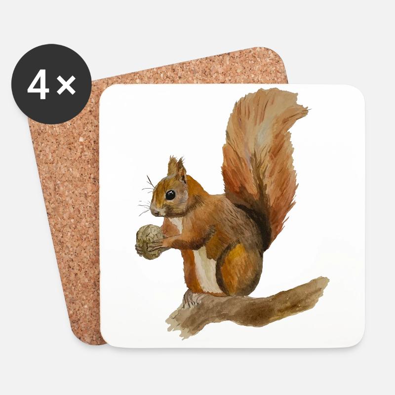 squirrel - Coasters (set of 4) - white