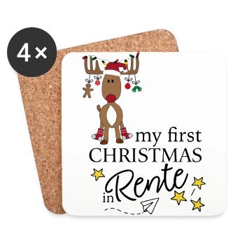 Lustige Geschenke zu Weihnachten mit Elch - Untersetzer (4er-Set) - Weiß - Vorne