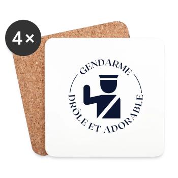 GENDARME DRÔLE ET ADORABLE - Dessous de verre (lot de 4) - blanc - Devant