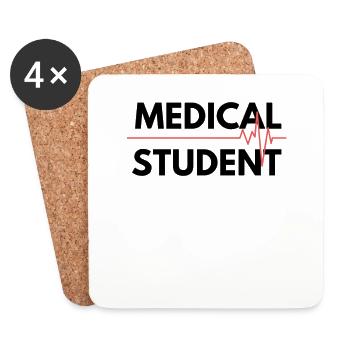 Battement de coeur noir étudiant en médecine - Dessous de verre (lot de 4) - blanc - Devant