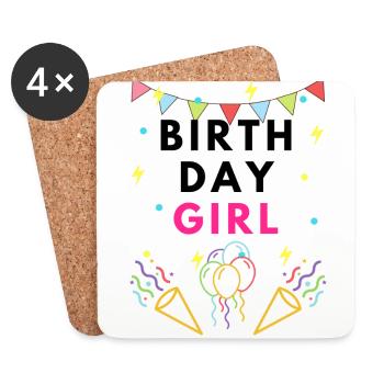 Anniversaire Fille Corful Party Logo Noir - Dessous de verre (lot de 4) - blanc - Devant