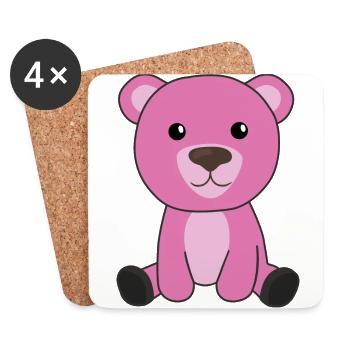pink bear colorful bears cute animals teddy - Coasters (set of 4) - white - Front