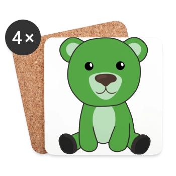 green bear colorful bear cute animals bears - Coasters (set of 4) - white - Front