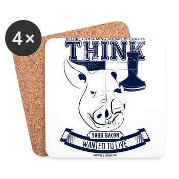 Your bacon wanted to live (blue) - Coasters (set of 4) - white - Front