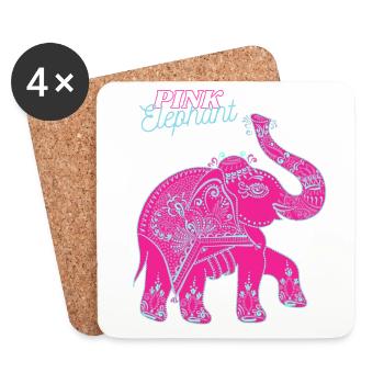Pink_Elephant - Coasters (set of 4) - white - Front
