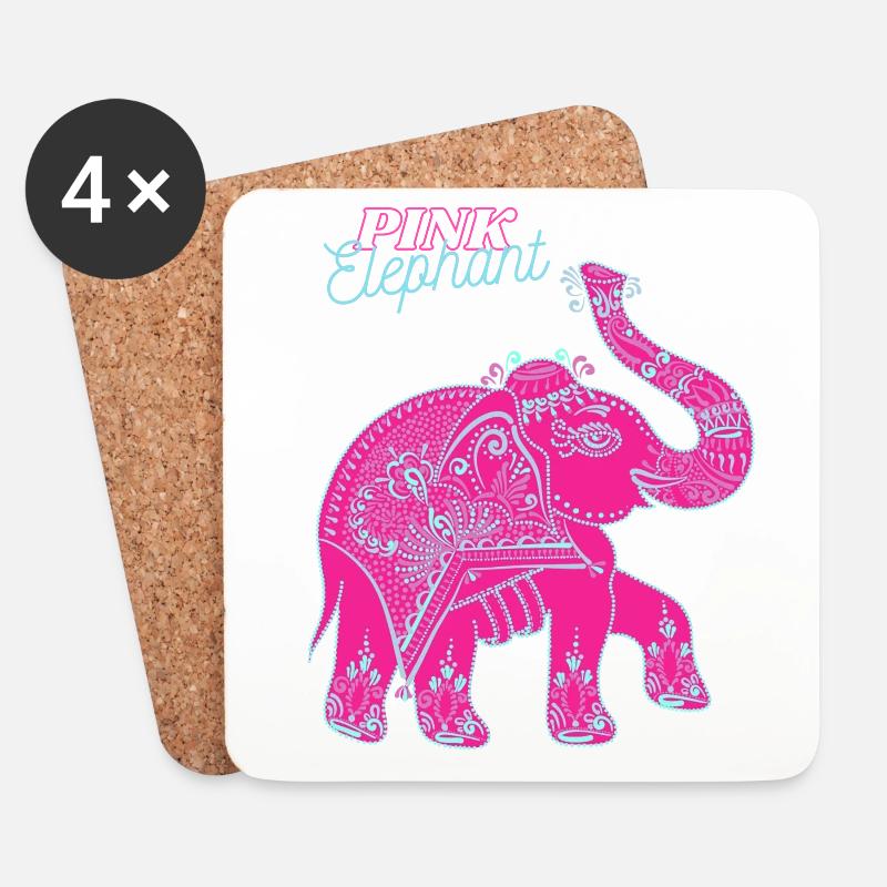 Pink_Elephant - Untersetzer (4er-Set) - Weiß