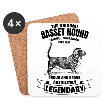 Legendary Basset Hound Classic Retro Vintage - Coasters (set of 4) - white - Front