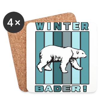 eisbad eisbär winterbader eisbademeister anbaden - Untersetzer (4er-Set) - Weiß - Vorne