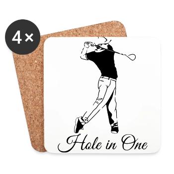 Golf - Hole in One - Untersetzer (4er-Set) - Weiß - Vorne