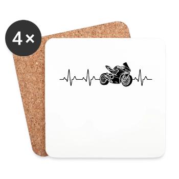 Biker Biker Motorcycle for Men Boys Children - Coasters (set of 4) - white - Front
