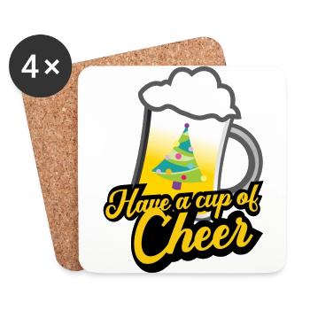 Coupe de bière de joie bière Noël Noël - Dessous de verre (lot de 4) - blanc - Devant