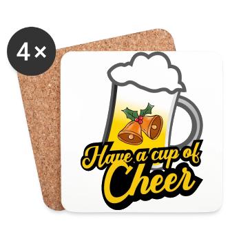 Coupe de bière de joie bière Noël Noël - Dessous de verre (lot de 4) - blanc - Devant