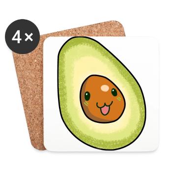 Avocado Frucht naschen Speise Früchte Vitamine - Untersetzer (4er-Set) - Weiß - Vorne
