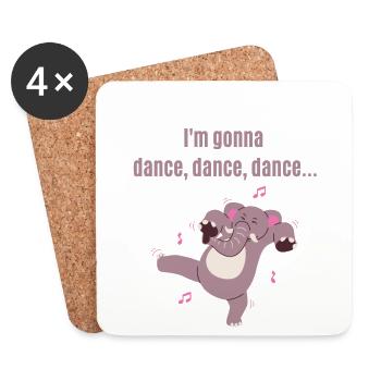 Carnaval - Danse danse drôle dansant éléphant - Dessous de verre (lot de 4) - blanc - Devant