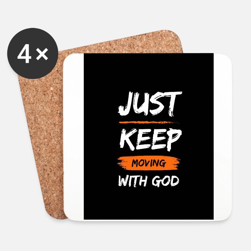 Just keep moving with god - Untersetzer (4er-Set) - Weiß