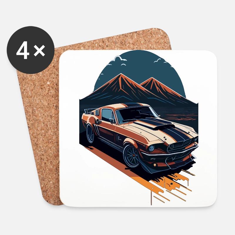 Muscle Car Power - Untersetzer (4er-Set) - Weiß