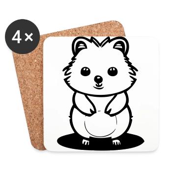 Quokka in cartoon stem - Coasters (set of 4) - white - Front