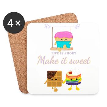Life is short make it sweet - Coasters (set of 4) - white - Front