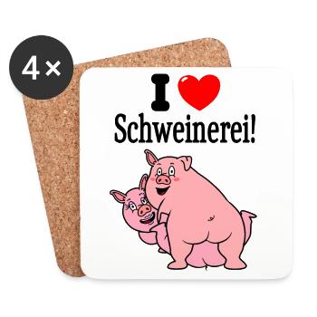 I ❤ Schweinerei! - Untersetzer (4er-Set) - Weiß - Vorne
