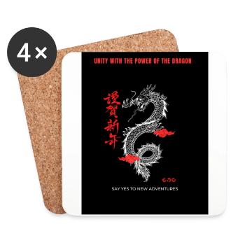 Black Red Handdrawn Dragon Streetwear T Shirt - Coasters (set of 4) - white - Front